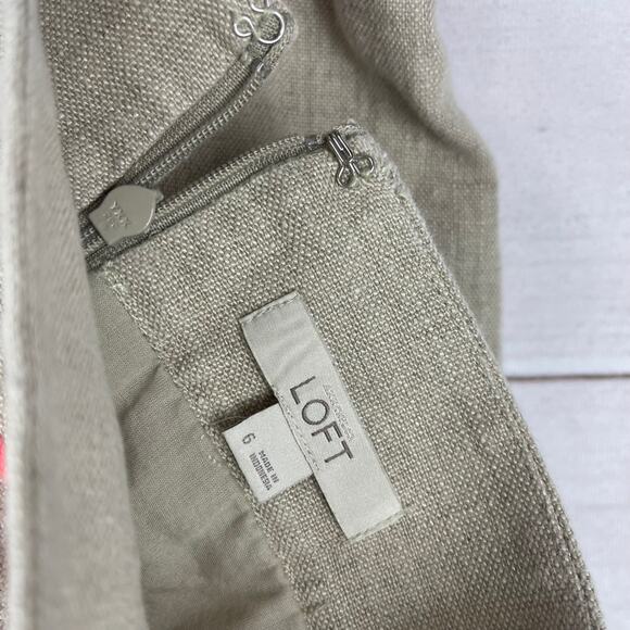 Ann Taylor Loft Skirt Womens 6 Pure Linen Neon‎ Trim Tan - Picture 7 of 8
